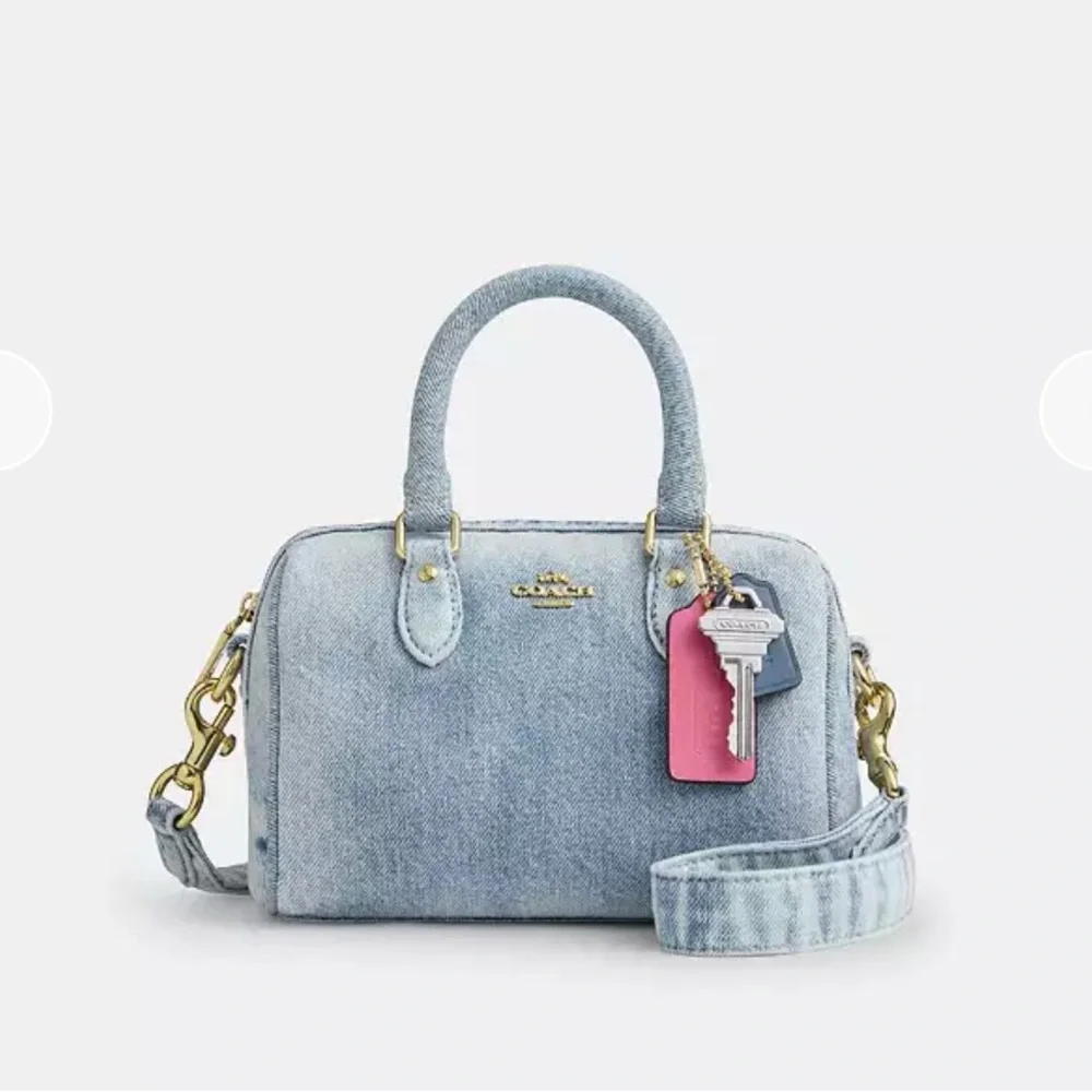 NWT🌈Coach Mini Rowan Crossbody Bag In Loved Denim With Key Charms CDY30 Vintage - Picture 4 of 9